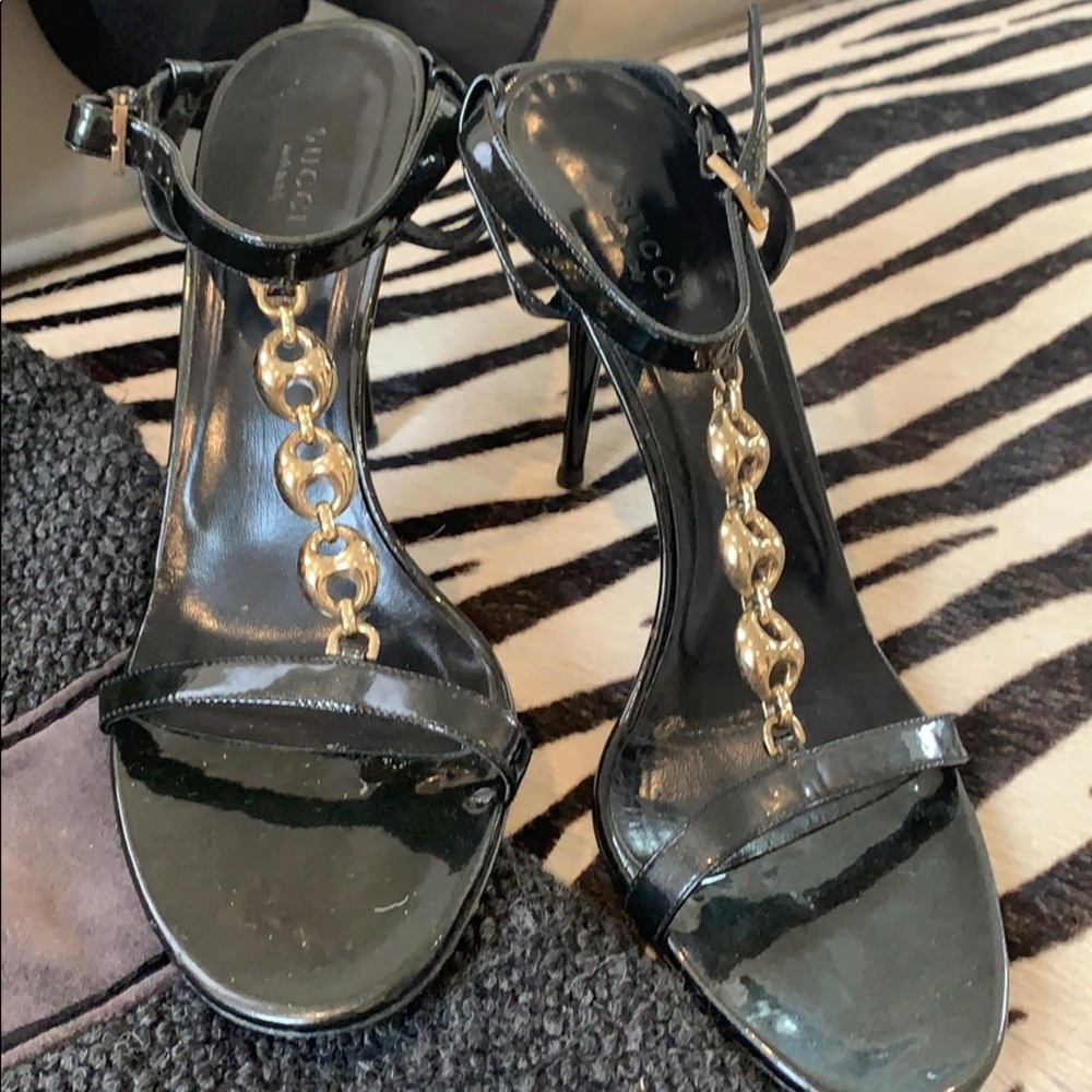 Gucci Classic Patent Leather Sandals.